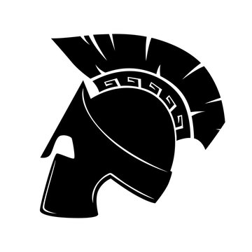 Seamless Spartan helmet profile view black and white vector