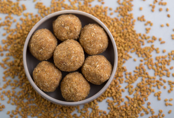 Fenugreek Laddu Made From Fenugreek Seeds, Saunf And Jaggery, or Methi Ke Laddu  or Methi ki Pinni