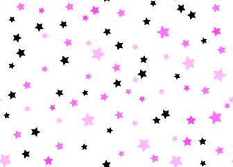Background with pink and black stars in scandinavian style
