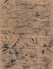 nude craft crumpled old paper with  black brush strokes