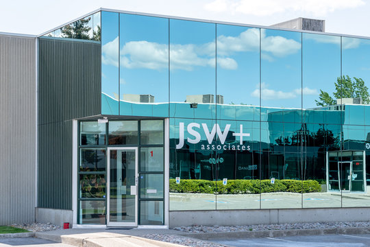 Richmond Hill, Ontario, Canada - June 3, 2019: Sign of JSW on the office building in Richmond Hill, Ontario, Canada. Johnson Sustronk Weinstein + Associates is a Canadian Engineering consultant 