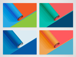 Realistic roll of colorful paper sheet, vector illustration