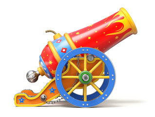 Colorful circus cannon on white background - 3D illustration © mipan
