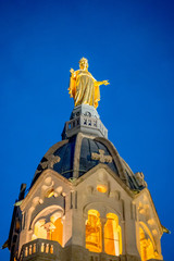 Fototapeta premium La statue de Marie de la Basilique Notre-Dame-de-Fourvière de Lyon