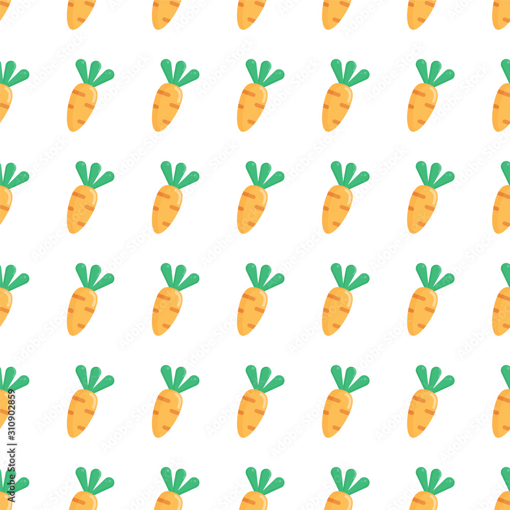 Poster vector seamless pattern background with orange carrots. vector illustration. carrots pattern on whit
