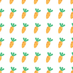 Vector seamless pattern background with orange carrots. Vector illustration. Carrots pattern on white background.