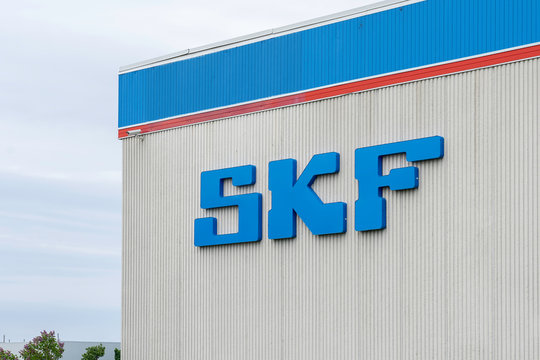 Toronto, Canada - June 16, 2019: Sign of SKF Canada on the building in Toronto. AB SKF  is the world's largest bearing manufacturer, founded in Gothenburg, Sweden in 1907. 