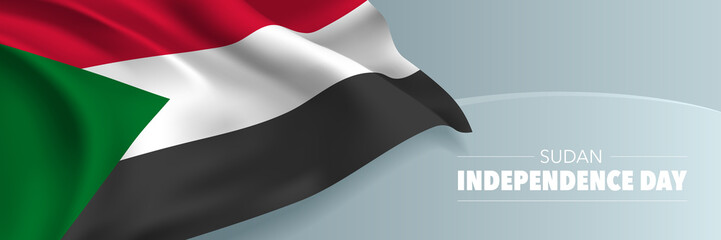 Sudan independence day vector banner, greeting card.