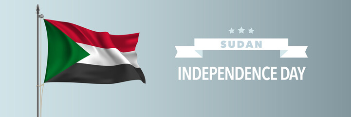Sudan happy independence day greeting card, banner vector illustration