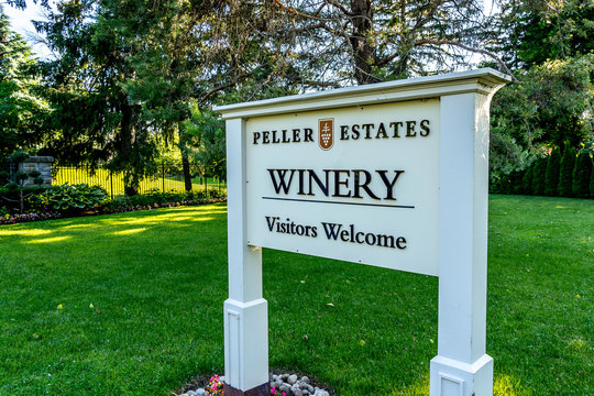 The Niagara-on- the- lake, Ontario, Canada- June 29, 2019: Sign of Peller Estates Winery And Restaurant in Niagara-on- the- lake, Ontario, Canada.  