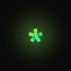 Green paper folded character from a typeset, vector illustration