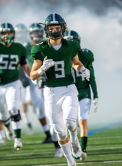 Football player in action during a game in South Texas