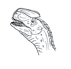 Hand drawn head of dinosaur isolated on white background