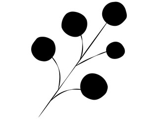 白黒の植物（葉っぱ）のデザイン