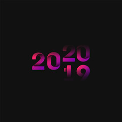 Pink and folded '2019/20' for the new year, vector illustration