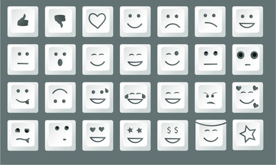 different smiley letter keyboard button collection, love heart smile tear angel twink angry smiley