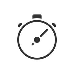Stopwatch black icon on white background. Vector illustration