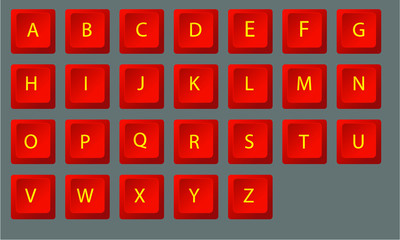 red gold keyboard letter character keyboard button, rot golden  Zeichen Schrift Button Tastatur