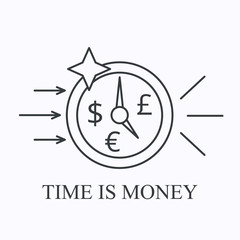 Time is money thin line icon. Financial growth concept. Outline vector illustration