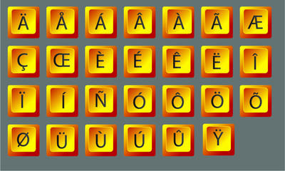 golden keyboard letter special character keyboard button, gold Sonderzeichen Button Tastatur