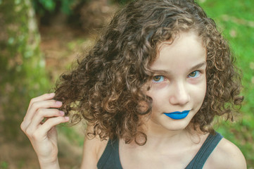 Pretty girl with blue lipstick
