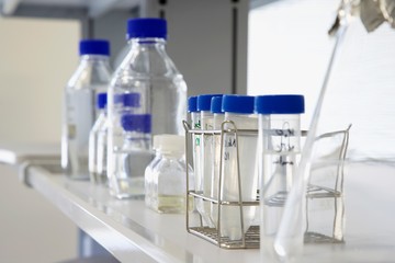 Empty Test Tubes And Bottles In Laboratory