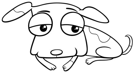 cartoon spotted puppy character coloring book page