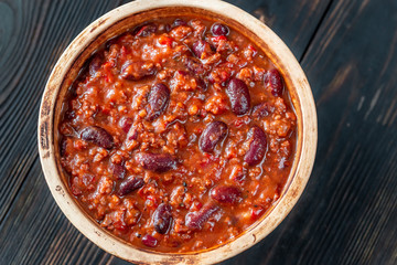 Bowl of chili con carne