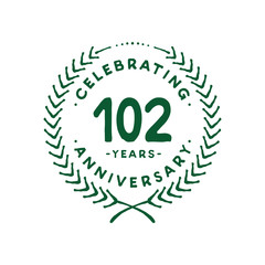 102 years design template. 102nd logo. Vector and illustration.
