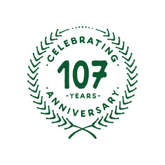 107 years design template. 107th logo. Vector and illustration.