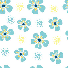 Vector seamless background of flowers in doodle style.Hand drawn.