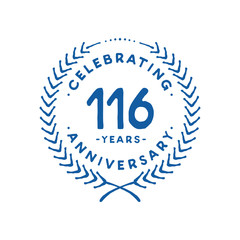 116 years design template. 116th logo. Vector and illustration.