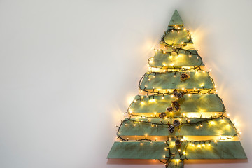 wooden christmas tree home decoration