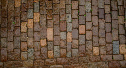 wet stone paving stone tiles after rain