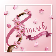 8 march cherry blossom card
