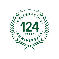 124 years design template. 124th logo. Vector and illustration.