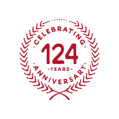 124 years design template. 124th logo. Vector and illustration.