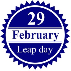 29 February Leap Day - blue red on a white background.
