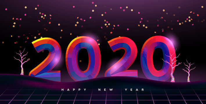 Happy New year 2020 80s disco party card