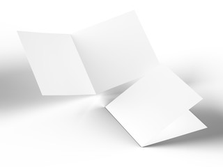 Brochure in square format folded to two - mockup. 3d illustration