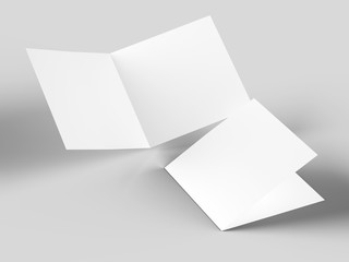 Brochure in square format folded to two - mockup. 3d illustration