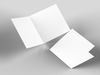 Brochure in square format folded to two - mockup. 3d illustration