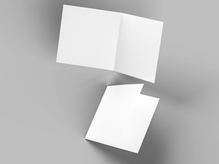 Brochure in square format folded to two - mockup. 3d illustration