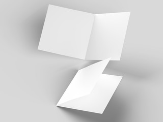 Brochure in square format folded to two - mockup. 3d illustration