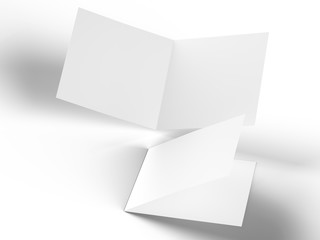 Brochure in square format folded to two - mockup. 3d illustration