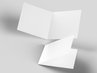 Brochure in square format folded to two - mockup. 3d illustration