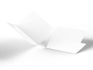 Brochure in square format folded to two - mockup. 3d illustration