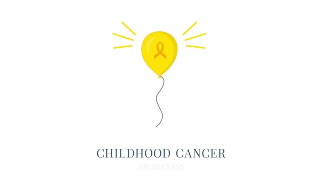 Childhood cancer awareness animation. Yellow floating helium air balloon. Children&rsquo;s health concept. Seamless loop cartoon medical motion graphics.