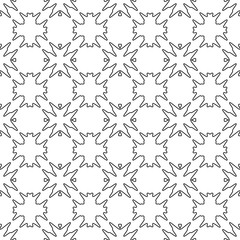 Fototapeta premium Abstract thin line seamless pattern. Linear ornamental geometric background. Wrapping paper. Vector illustration. 