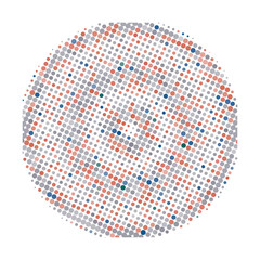 Halftone round element isolated on white background. Radial concentric circle. Vector illustration.  